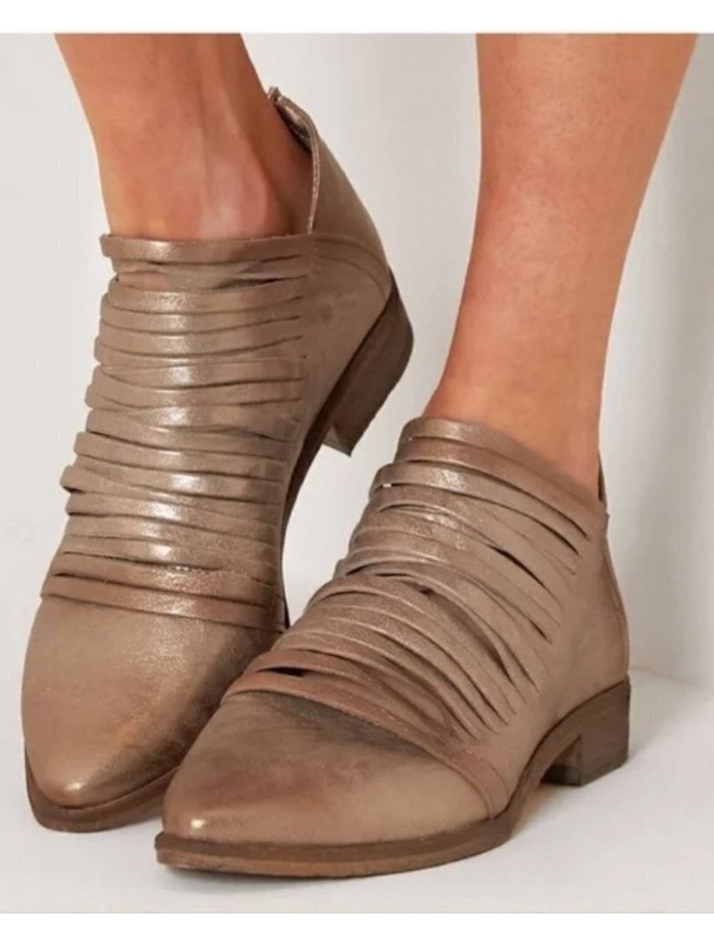 Free People Lost Valley Leather Ankle Boots Metallic gold Size 36